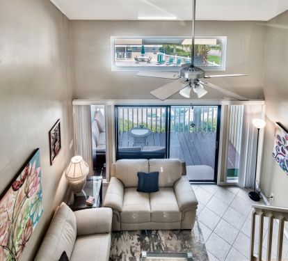 View of living are from upstairs suite