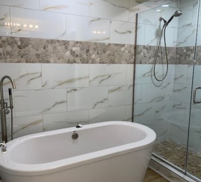 Master Bathroom with Soaking Tub and Walk-In Shower