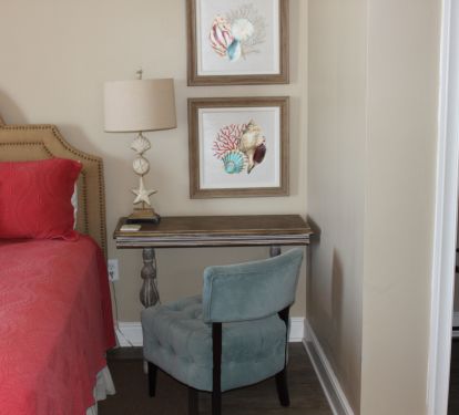 A small desk is thoughtfully provided for those needing to do a little remote working.