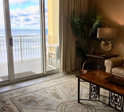 Looking out to the balcony