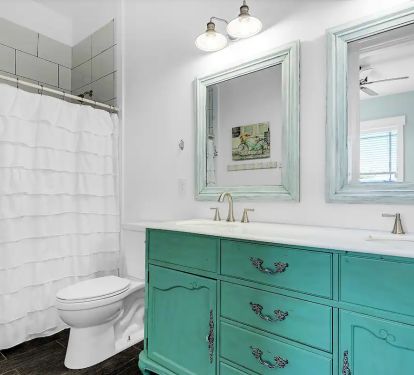 Freestyle-24 Bed 1 private full bath with double vanity: Artisan finishes turn a "boring bath" into your "happy place"