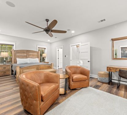 King Master Suite w/ balcony, 6' Tile Shower, Sitting Area, Large TV