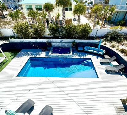 Top Deck View of Backyard Oasis and View of the Gulf of Mexico