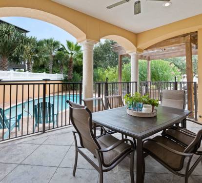 Gated patio overlooking the pool.  