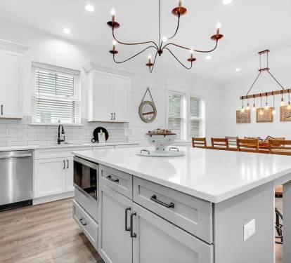 Latitude-10 Beautiful new kitchen with open floor plan, perfect for large groups.