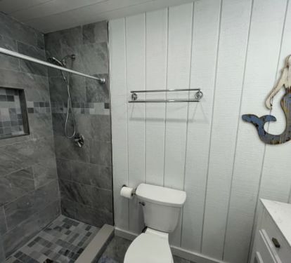 New beach level bathroom - walk in shower