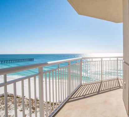 View of the Gulf of Mexico and fishing pier from the wraparound balcony.