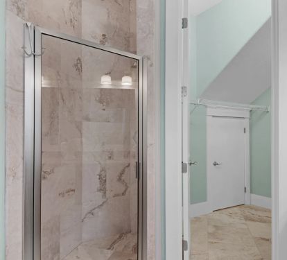 Shenanigans-12...1st floor master shower with rainfall showerhead so that you can relax after your fun in the sun!