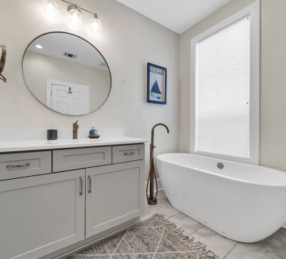 Private bath with soaking tub and shower