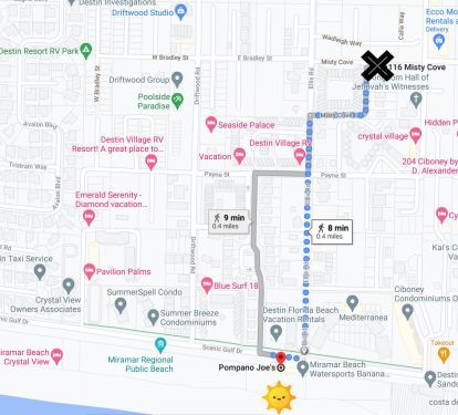 Map to Beach. Short walk our 6yr old did it twice daily 