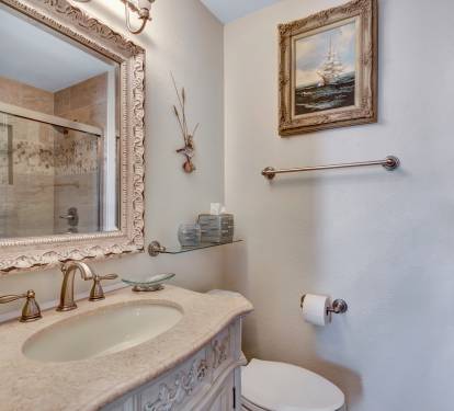 Bathroom Adjoining Second Master Bedroom (with Walk-In Stone and Tile Shower)