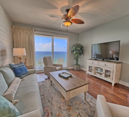 Living area with ship lap and new furniture!