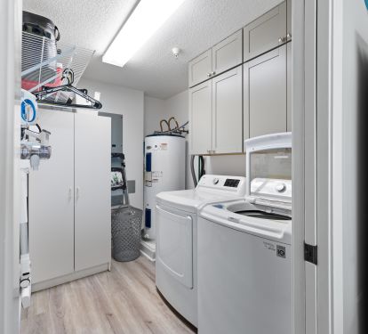 Private Laundry Room with Full Sized Washer and Dryer