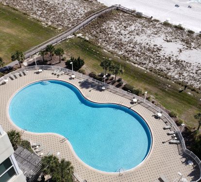 Largest pool in Navarre as seen from balcony.
