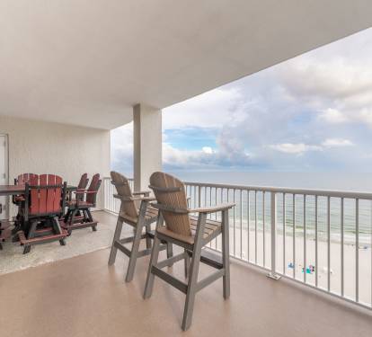 Two tall back chairs, elevating not only yourself but your view too!