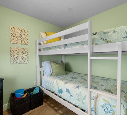 Bunk room with door