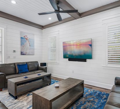 1st floor lounge area - 12 TVs and 3 lounge areas! SONOS speakers.