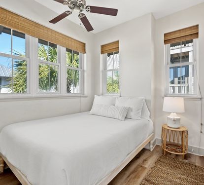 Carriage house bedroom, with a queen bed