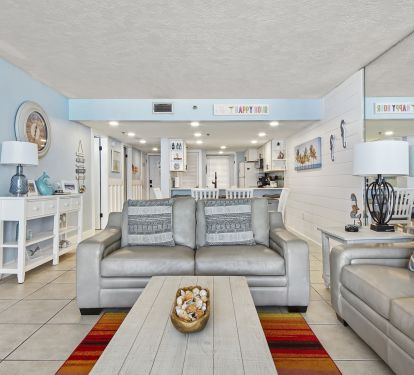 Nice beach colors and decor.