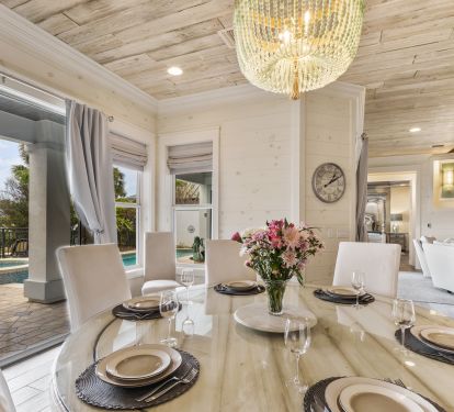 Elegant Dining Area with gorgeous lake views
