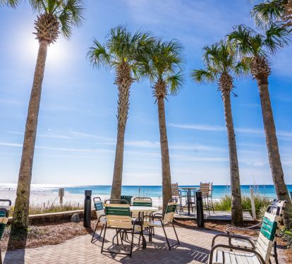 Full service tiki bar and grill, beachside, patio area