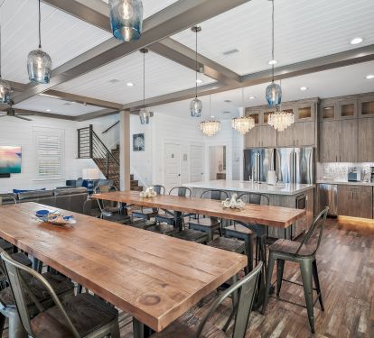 kitchen, dining and living on main floor plus two King suites