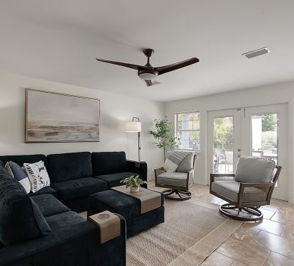 Light and bright, easy access to the patio.