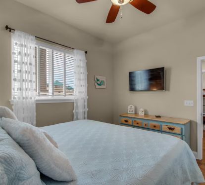 Recharge here after beach days, with TV for easy entertainment.