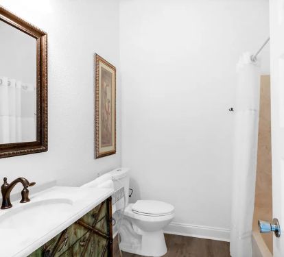 Epic-23 Main house. 1st floor. Bed 1 private full bath with island style vanity.