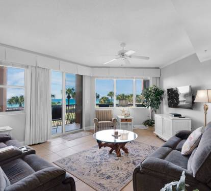 Living room with stunning view of the Gulf!