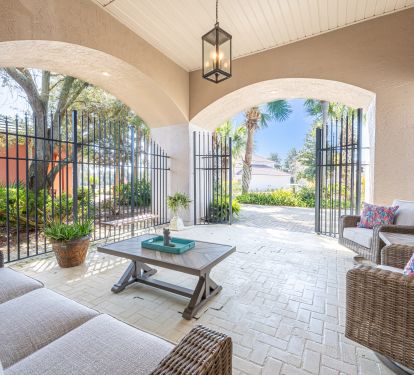 Gated Entrance Way and Seating Area