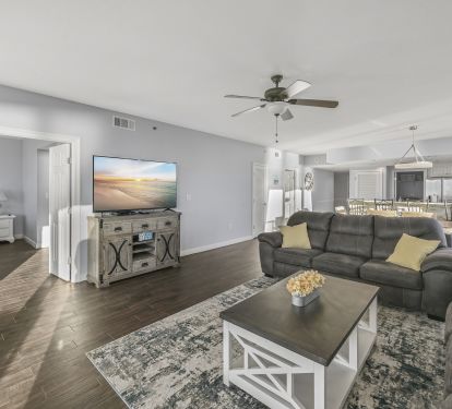 2 full size couches and 65 flat screen Smart TV.  Huge living room