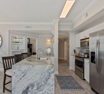 New granite counter tops with waterfall top in kitchen!