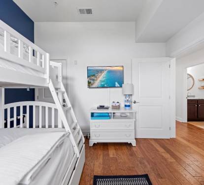 Twin over full bunk bed! Sleeps 3 in this room.