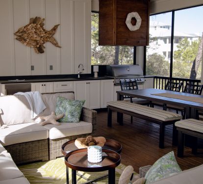 First Floor Screened gathering - grill, sink, fridge, dining table for 16!
