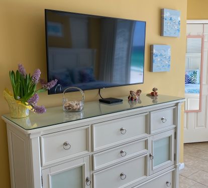 TV Watching from One of Two Queen-Size Beds