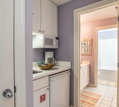 Guest Suite Kitchenette and stacked laundry closet.