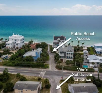 Vibe-17 subdivision is across the Greenwood Beach Access And there are 17 other beach accesses within 2 miles of Vibe. So whether you want a quiet, secluded beach or a beach with bars and shopping...Vibe is close to it.