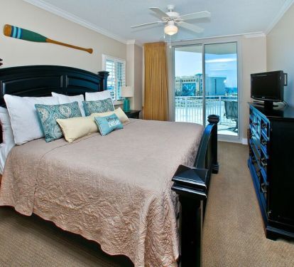 One of 2 king size master bedrooms. New bedding 2016. Opens to the large balcony