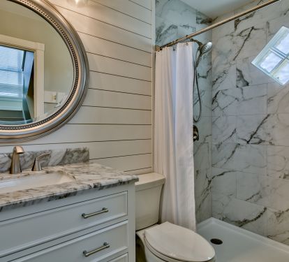 2nd Floor Main House - Guest Bath - Walk-in Shower, Hair Dryer