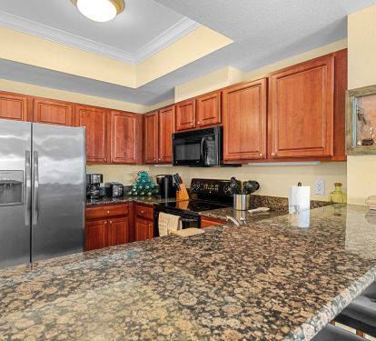 Kitchen counter with barstools