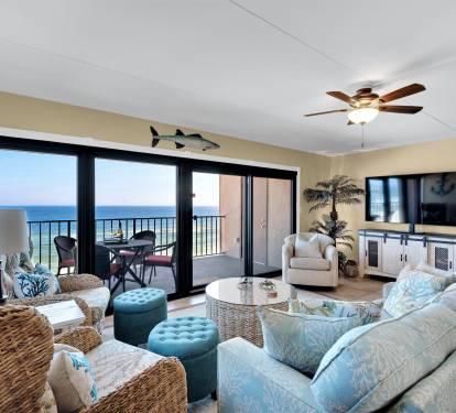 Enjoy the view while watching a big screen TV in the living area.