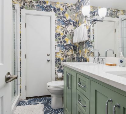 East bathroom with walk in shower