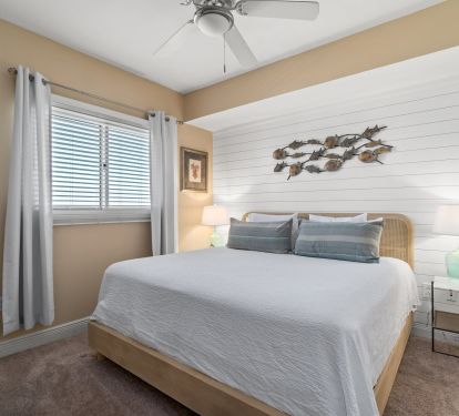 Spacious bedroom with ample lighting