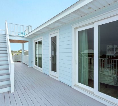 Steps leading to upper deck
