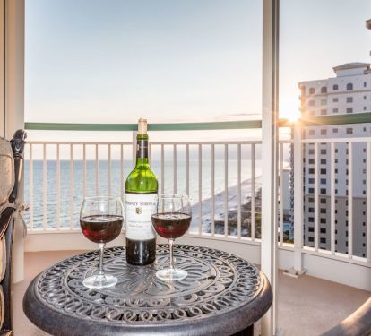 Enjoy a glass of wine on the balcony.