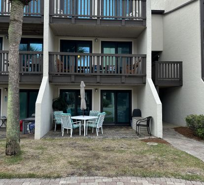 patio and 3rd floor deck facing the courtyard