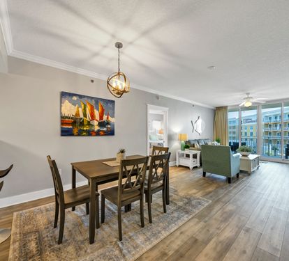 Dining area with new 6 person dining table