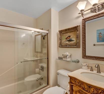 Hall Bathroom with Combined Bathtub and Shower