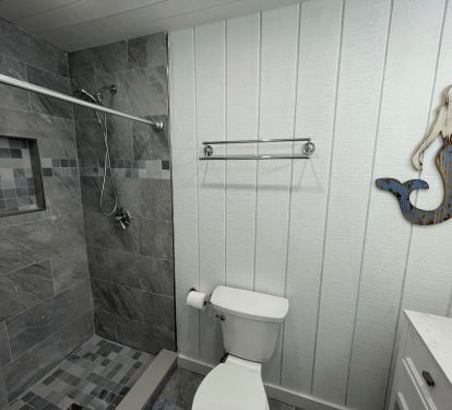 New beach level bathroom - walk in shower